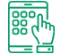 Modernisierungskredit-Rechner Icon von einem Taschenrechner mit Hand